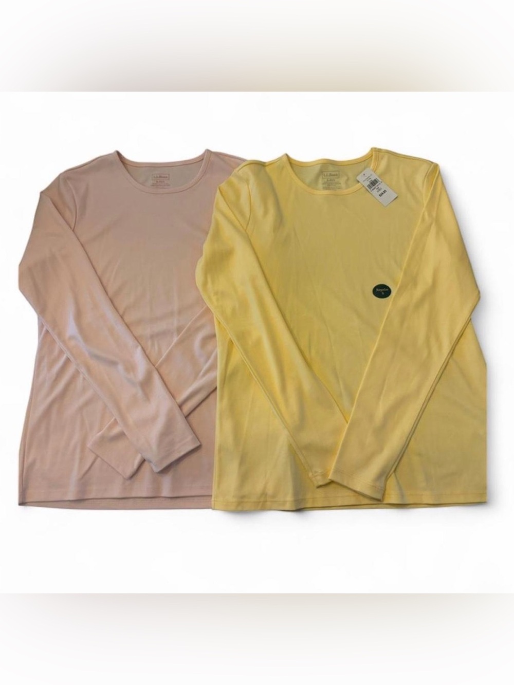 Suprima Cotton LLBean Women’s size Small lot of 2 pink & yellow long sleeve tops